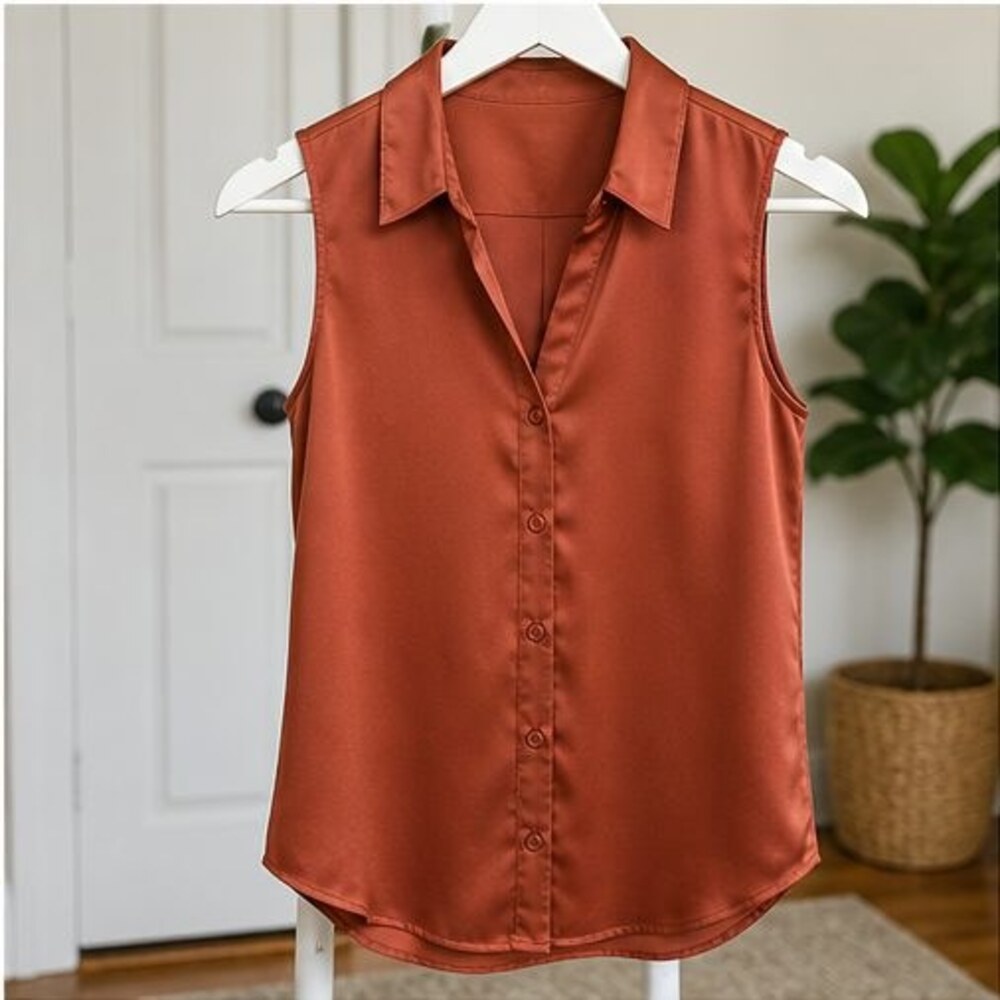 Rust Button Blouse